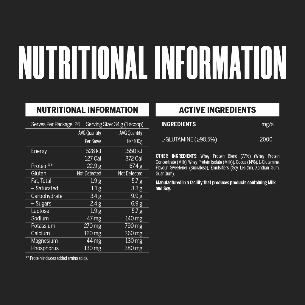 Emrald Labs 100% Whey Protein nutritional information and ingredient panel