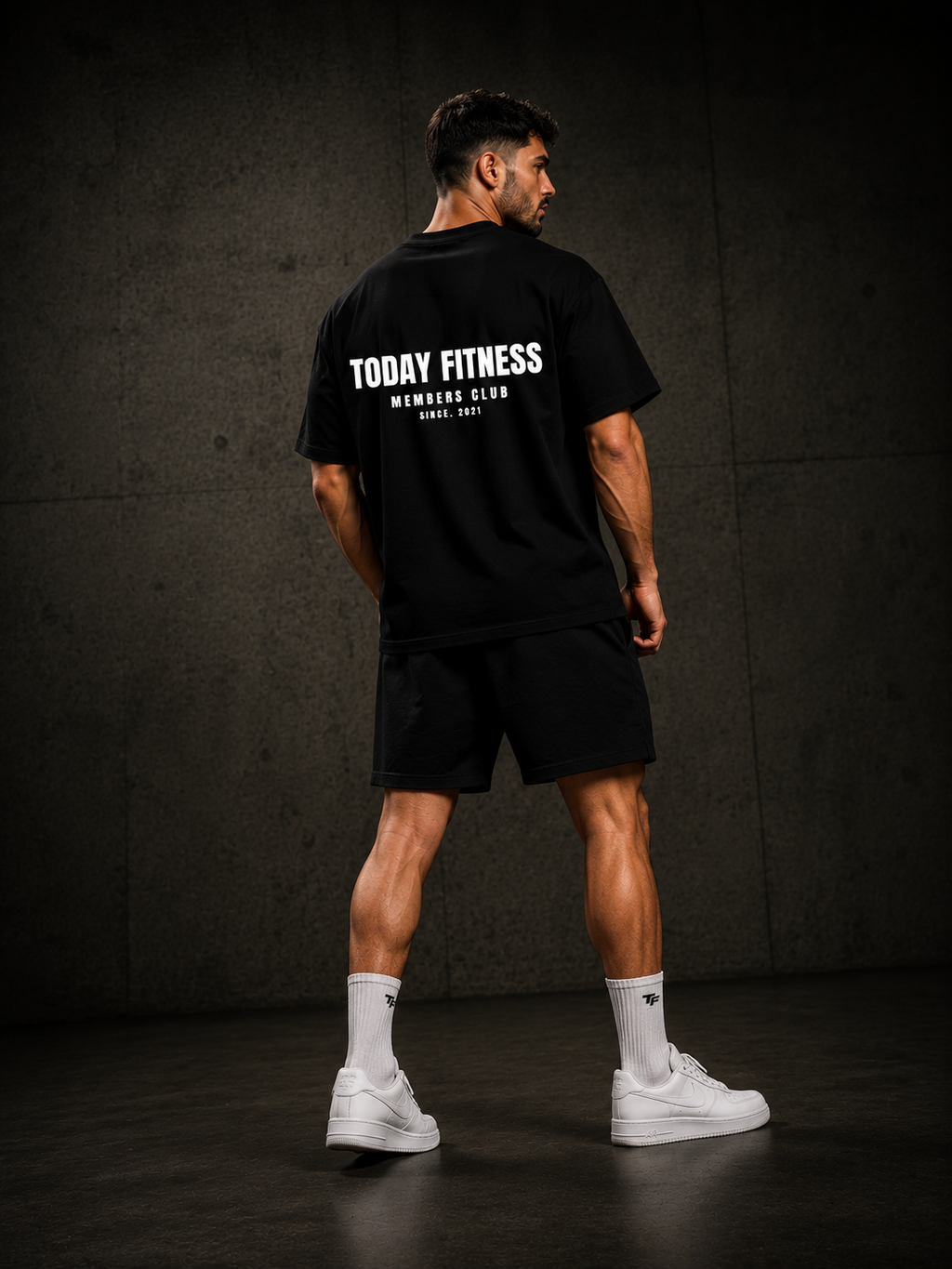 TF Members T-Shirt Black - back, Today Fitness Members Club print
