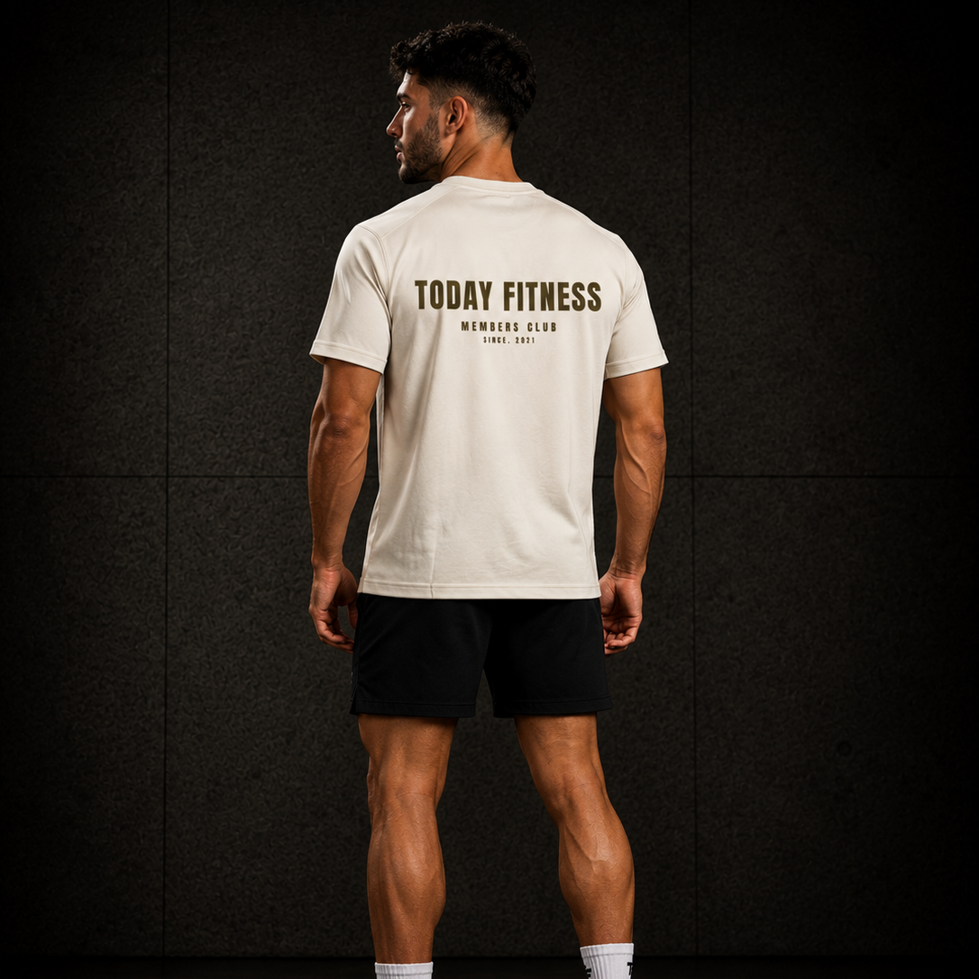 TF Members T-Shirt Bone - back, Today Fitness Members Club print